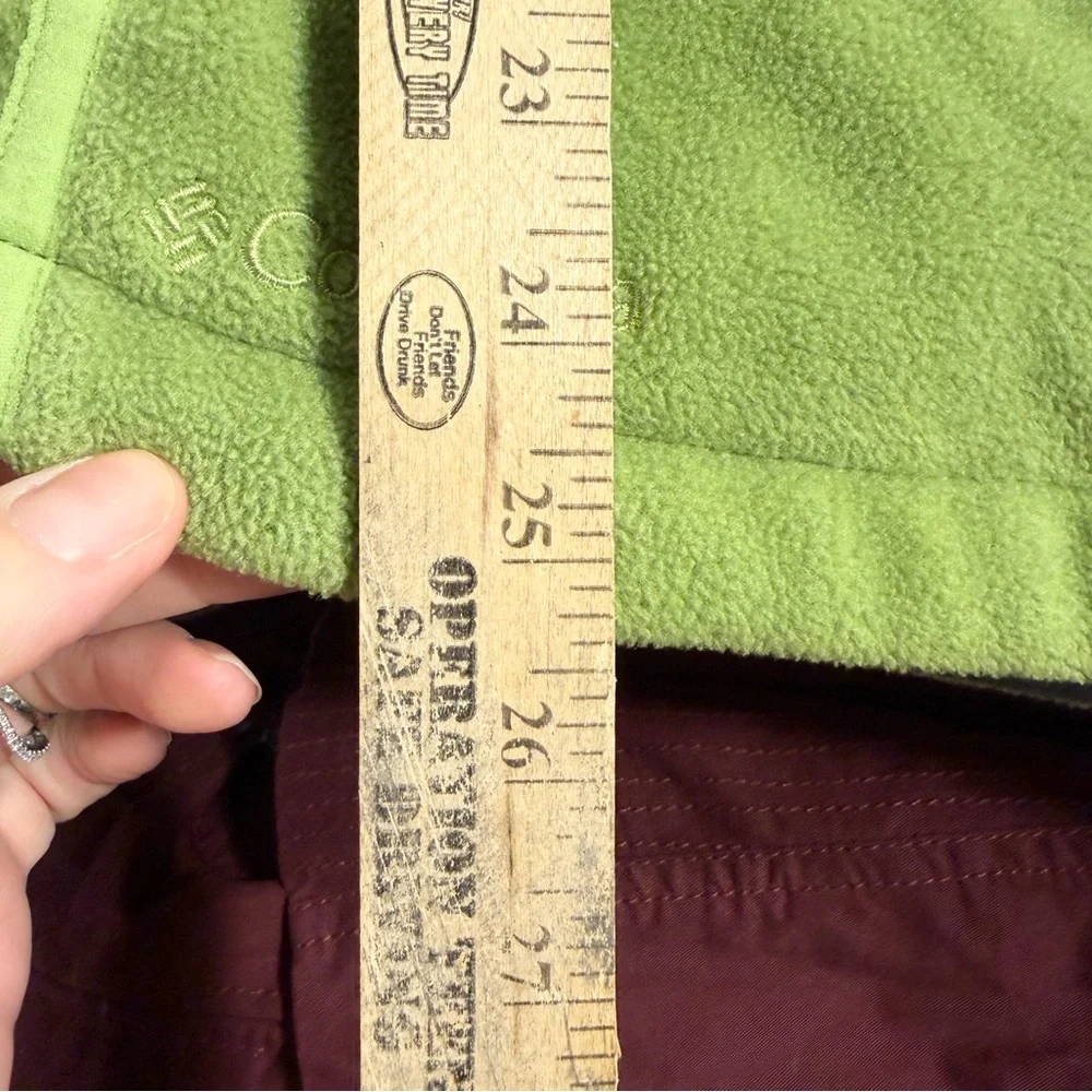 Columbia Fleece Hoodie Full-Zip Jacket Lime Green Sz L EUC Fall Layering Hiking